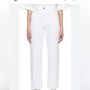 Khaite Shalbi High Rise Straight Leg Ankle Jean, White, Size 23